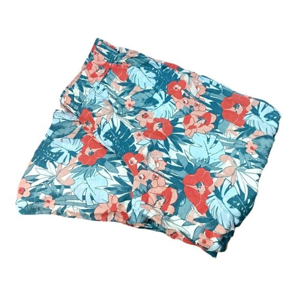 C&C California 100% Linen Palm Leaf Tropical Wide Leg Cropped Pants Women’s L - Picture 7 of 7